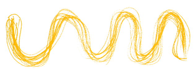 Yellow pencil strokes isolated on transparent background.