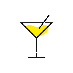 Vector illustration, martini cocktail, glass, cocktail, sticker, bar, restaurant, sea