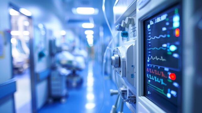 Close up of a biomedical device accurately monitoring vital signs for precise data collection