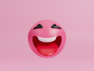 Fototapeta premium International Joke Day to celebrate on July 1st, Cheerful smiley icon. Happy face. Laughing emoticon symbol. Joyful Earth character laughing on happy background, World laughter day. 3d rendering
