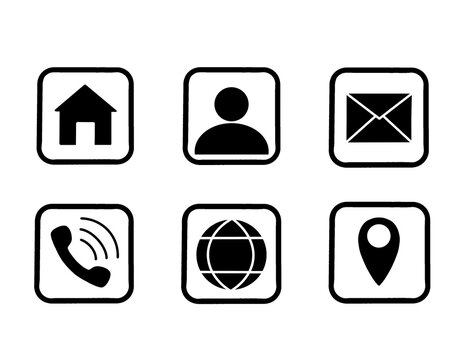 CV Contacts Icon Set, Business Card Symbols