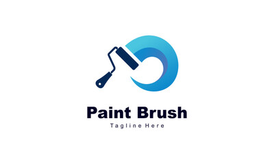 Fototapeta premium Brush and paint with full color with minimalist design style logo