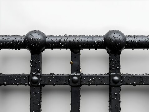 Minimalist Metallic Raindrops Abstract Railing Pattern Isolated On White Background