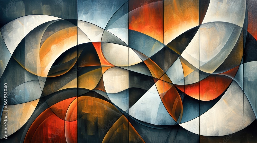 Aufkleber abstract geometric artwork with vibrant colors and dynamic shapes creating a visually stunning moder