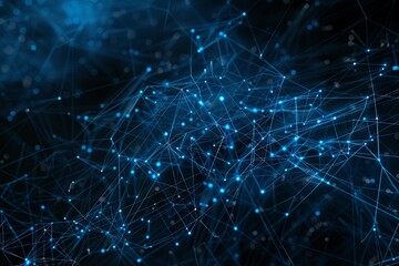 Abstract global communication network on dark black background. Network technology concept