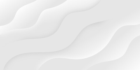 White and light gray gradient color abstract wave luxury texture paper wave background. Smooth and clean modern abstract wave curve line banner background design. Vector illustration.