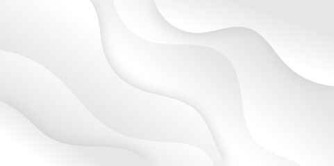 White and light gray gradient color abstract wave luxury texture paper wave background. Smooth and clean modern abstract wave curve line banner background design. Vector illustration.
