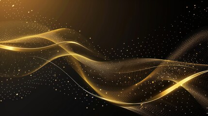 Abstract Gold Wave with Sparkles