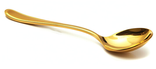 Golden spoon isolated on white background