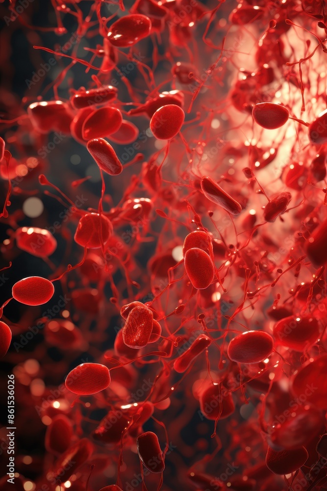 Poster microscopic view of cells and structures