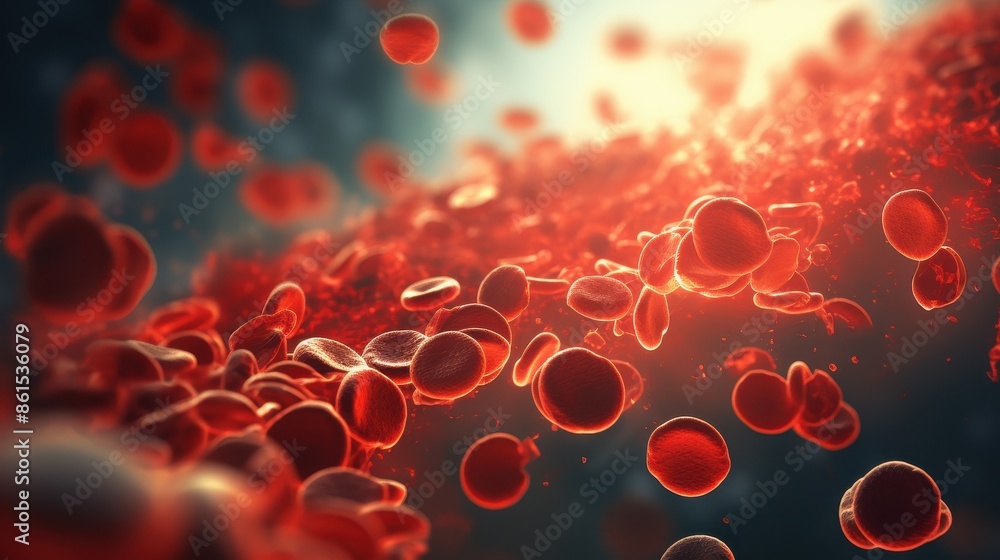 Poster microscopic view of cells and structures