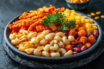Mixed snack platter professional advertising food photography