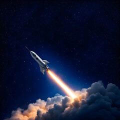 Obraz premium A launched rocket in the space