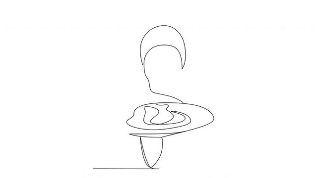 Line drawing of a chef. Vector illustration. Kitchen