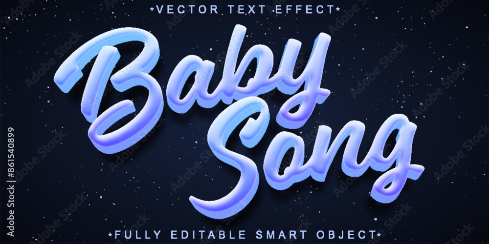 Poster cute baby song vector fully editable smart object text effect