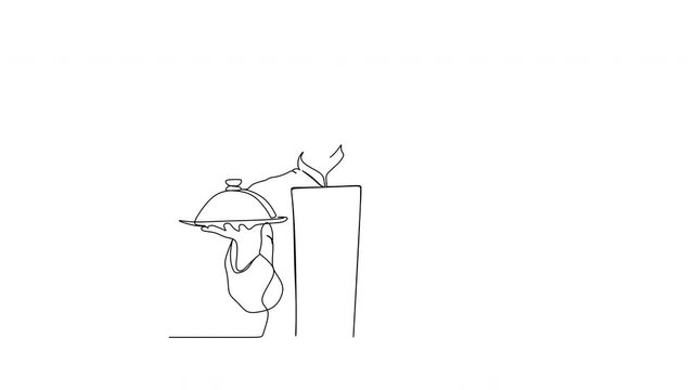 Line drawing of a chef. Vector illustration. Kitchen