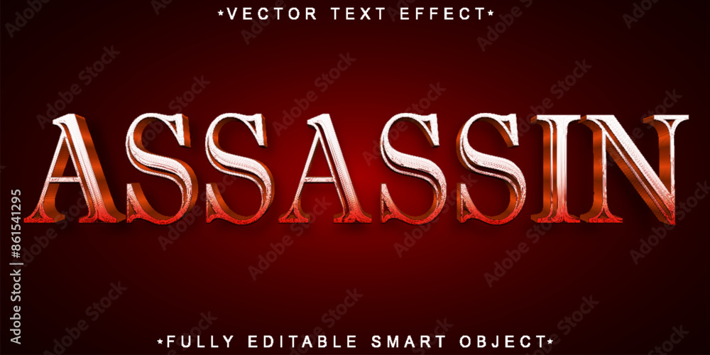 Poster red assassin vector fully editable smart object text effect