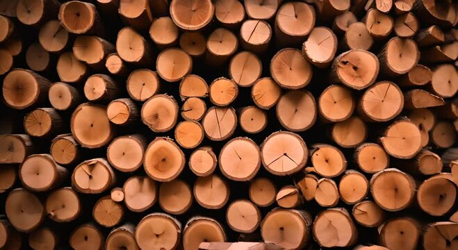 Pile of firewood in the forest.