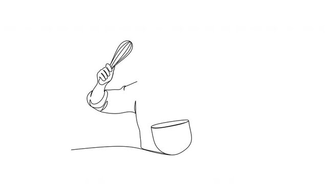 Line drawing of a chef. Vector illustration. Kitchen