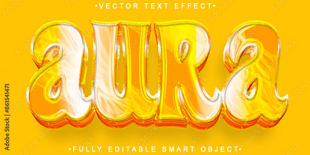Poster orange aura vector fully editable smart object text effect