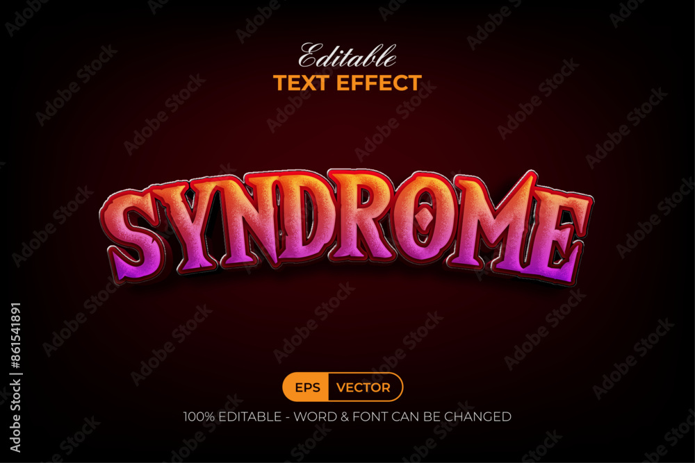 Poster syndrome text effect gradient style. editable text effect.