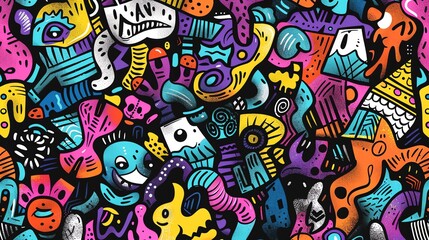 colorful abstract doodle background in various colors