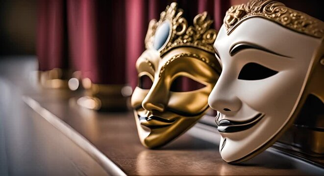 Theater, drama and comedy masks symbol.