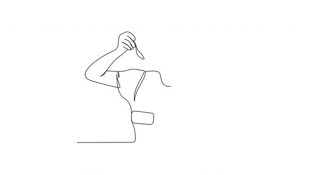 Line drawing of a chef. Vector illustration. Kitchen