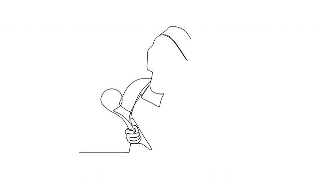 Line drawing of a chef. Vector illustration. Kitchen