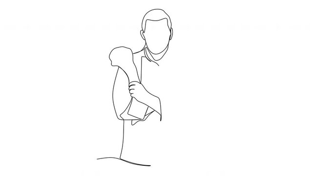 Line drawing of a chef. Vector illustration. Kitchen