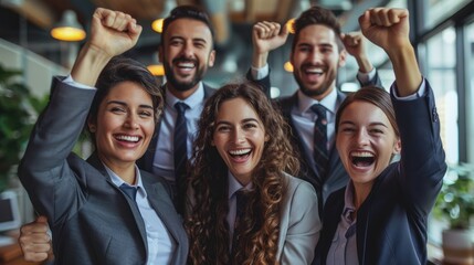 A group of successful business people celebrating their victory. AIG535