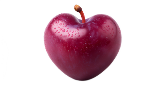 an apple shaped like a heart on a white background