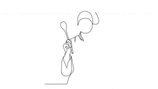 Line drawing of a chef. Vector illustration. Kitchen