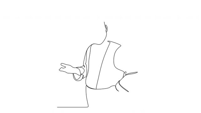 Line drawing of a chef. Vector illustration. Kitchen