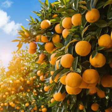 oranges on garden tree