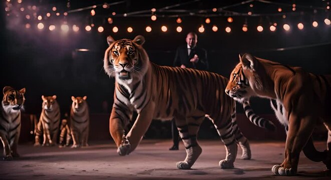 Tigers in the circus.