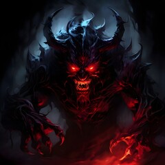 Fototapeta premium A demon shrouded in darkness