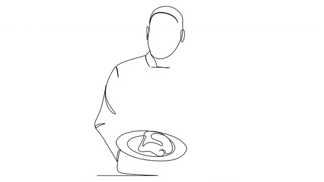 Line drawing of a chef. Vector illustration. Kitchen
