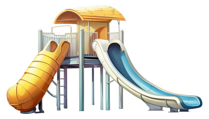 PNG Slide in school playground outdoors white background.