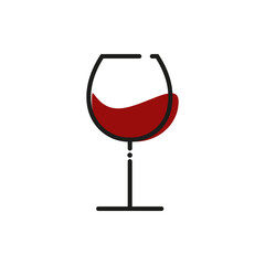 Glass of red wine, alcohol, liquor, bar, restaurant, cocktail, vector illustration, vector, wine, drink