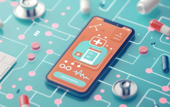 Person using a mobile app to order medication online, online medication order, digital health convenience