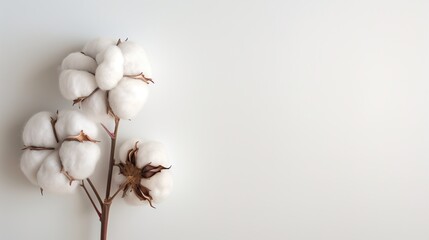 Close-up of fluffy cotton plant against blurred background for ecommerce concept