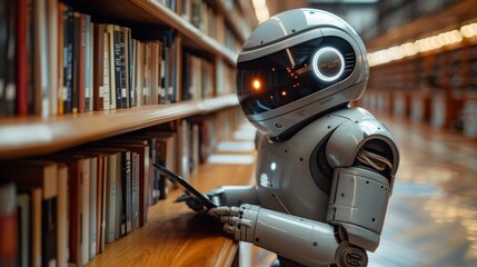 Fototapeta premium Artificial Intelligence Tutor: Illustrate students interacting with an AI tutor on their tablets, receiving personalized guidance and feedback.