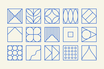 set of linear shapes inspired by mid-century modern and art deco aesthetic