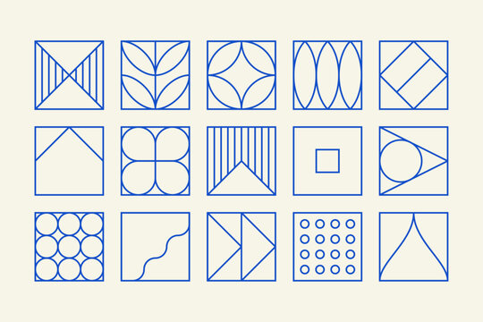 set of linear shapes inspired by mid-century modern and art deco aesthetic