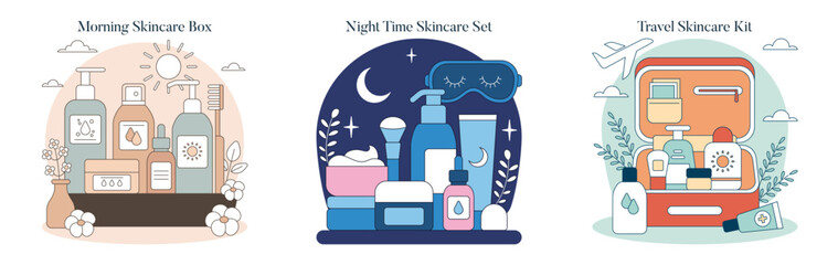 Skincare Toolbox. Flat Vector Illustration