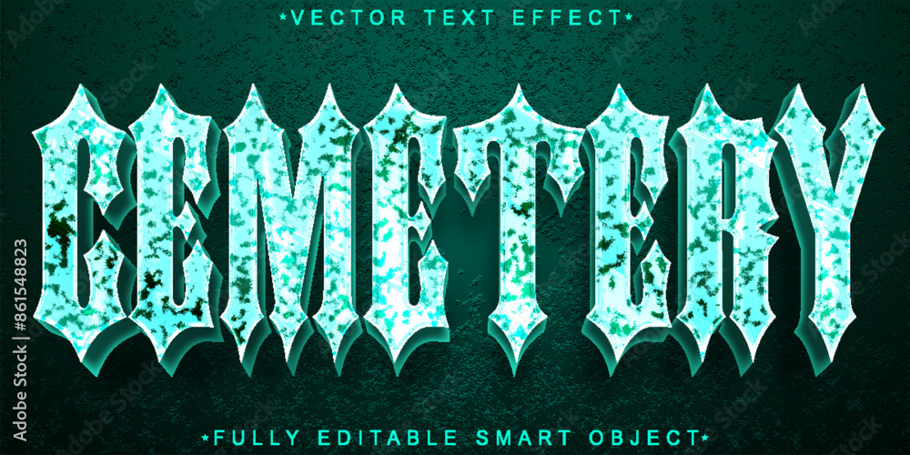 Aufkleber turquoise cemetery vector fully editable smart object text effect