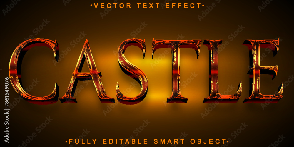 Aufkleber historic ancient castle vector fully editable smart object text effect