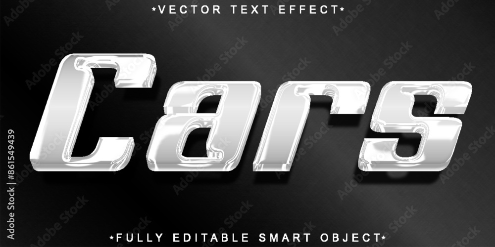 Poster silver shiny cars vector fully editable smart object text effect