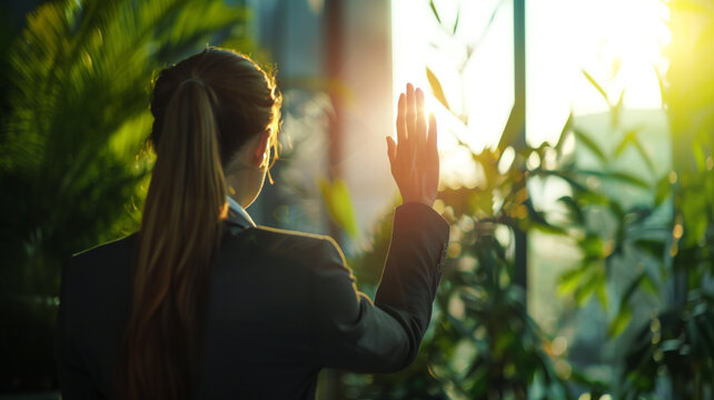 Female politicians raise their hands to take the oath of office.
